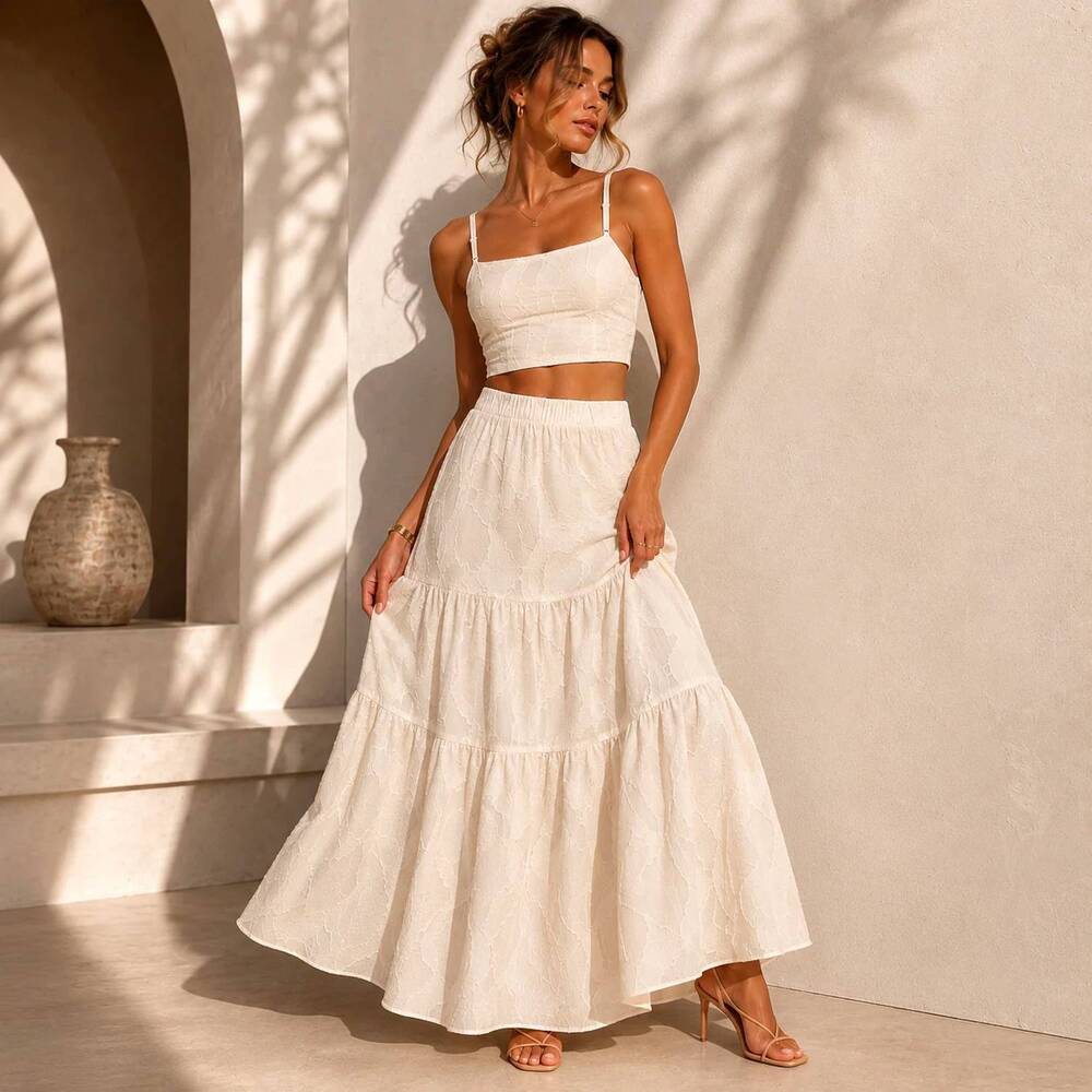 NEW MYSTERY RESORT milos maxi skirt set in ivory